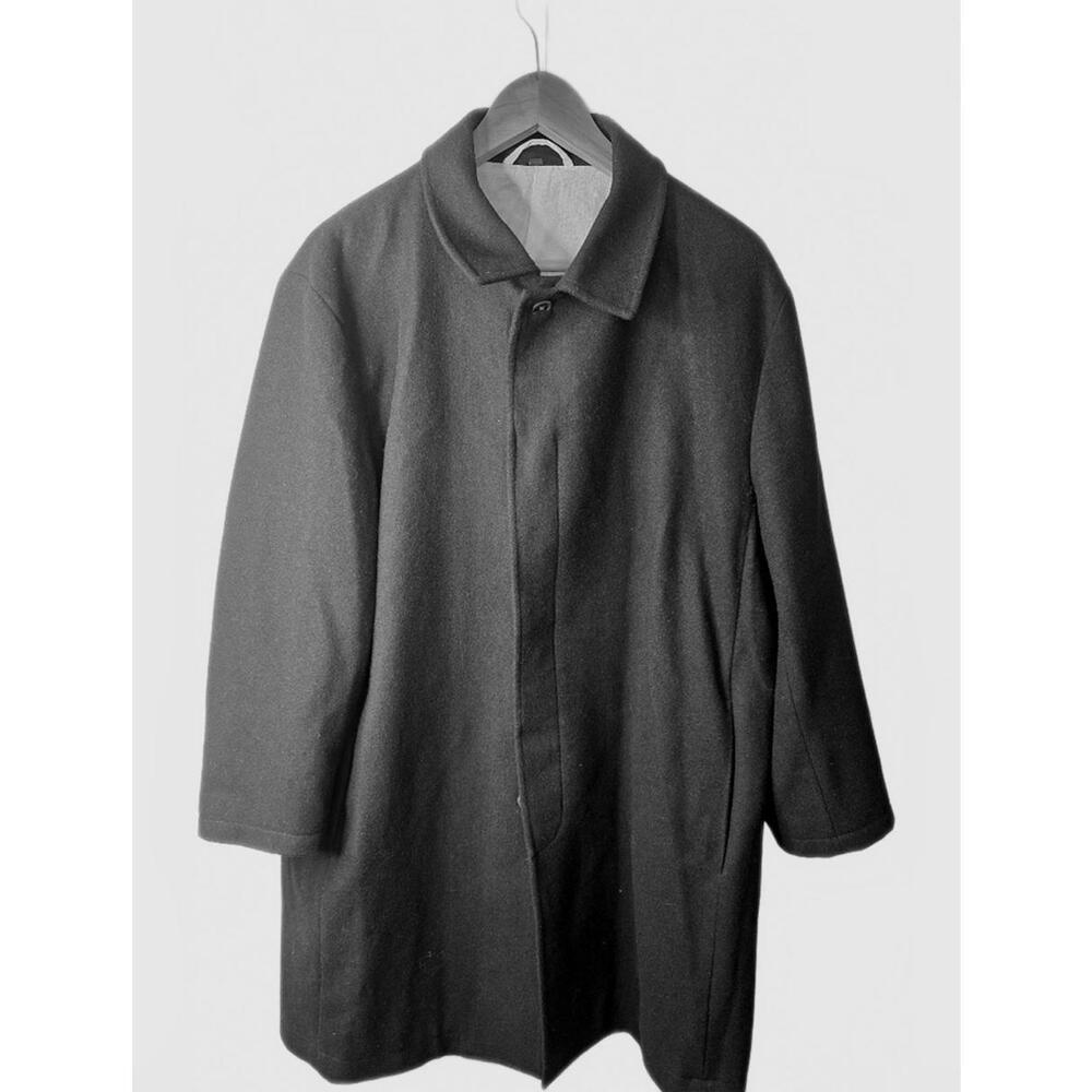 Muji Men's Classic Wool Blend Black Button Up Coat.  Perfect Condition Lg.